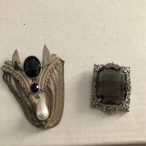 Vintage Black Gem Brooches